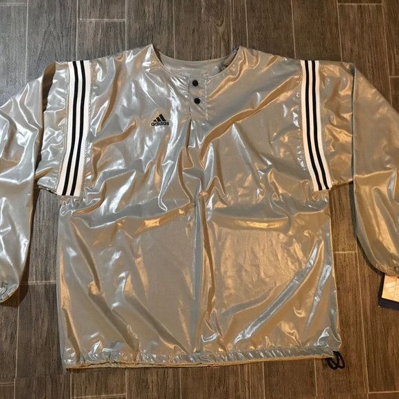 adidas Other - VTG 1998 Adidas Gray Pullover Track Jacket Windbreaker 3 Stripe Mens XL NWT